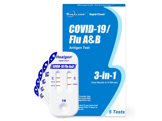 Rapid Check COVID-19, Flu A & B Antigen Test Kit, The First FDA Authorized OTC 3-in-1 Flu & COVID Home Test, Easy to Read Dual Windows, Results in 15...