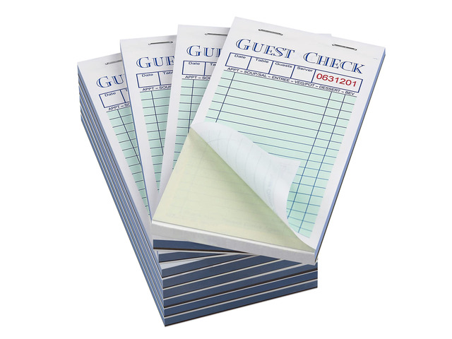 Guest Checks Server Note Pads 1000 Sheets With Carbonless Copy Paper for Restaurants (20 Books) 3.5' x 6.75' Per Ticket Book
