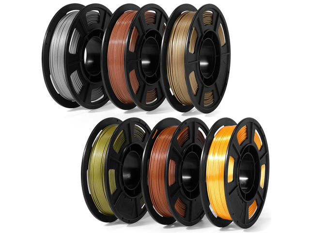 Metallic PLA 3D Printer Filament Bundle 250g, 1.75mm 6 Colors 1.5KG Multicolor PLA Compatible with Most FDM 3D Printers, Gold, Silver, Brass,...