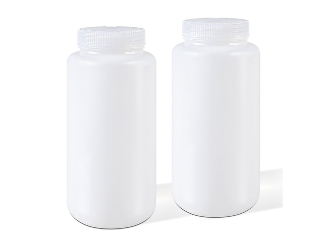 32 oz Plastic Bottles with Lids, Airtight Refillable Wide Mouth Travel Bottles for Toiletries, HDPE Food Grade Plastic Containers for Liquids Pill...