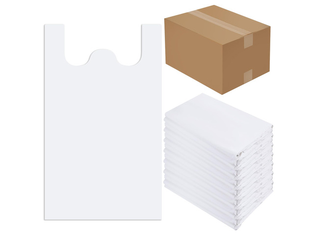 Jumbo Size Plastic T Shirt Bags, 32' X 19', White, 260 Count 35 Mic, Large Plain Plastic T Shirt Grocery Bags with Handles, Thick and Heavy Duty