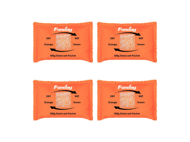 500Gram 4Packets Moisture Indicating Silica Gel Desiccant Packs Orange to green, Reactivatable moisture absorber, Large for car dehumidifier, gun,...