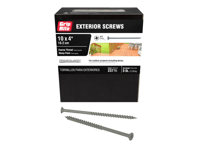 Exterior Screws - Safe for Use in Treated Lumber - #2 Phillips Bugle Head - Coarse Thread Deck Screws - PrimeGuard Coating - 5lb Box - #9 x 4 -...