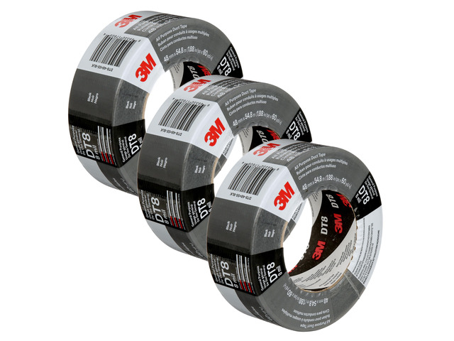 Duct Tape DT8, 3 Pack, Industrial Strength, Black Color, 1.88 in x 60 yd Multi-Use, Tear by Hand, Professional Grade Adhesive, Perfect for HVAC,...