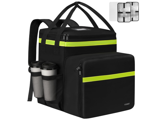 XX-Large Food Delivery Backpack, Delivery Bag with Reflective Strip 7 Cup Holders, Delivery Backpack Insulated Pizza Bags Fits Bike, Uber-Eats,...