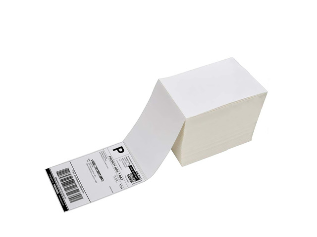 4 x 6 Thermal Shipping Labels with Perforations, 1000 Fanfold Direct Thermal Labels, Permanent Adhesive, White Mailing Labels for Thermal Printer