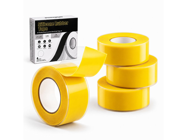 Self Fusing Silicone Tape 4 Rolls Emergency Plumbing Repair 1 In x 10 Ft Self-Amalgamating Tape, Adhesive-Free, Emergency Repair of Leaking Hose,...