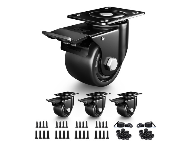 3 Inch Heavy Duty Casters Set of 4, Load 4400lbs, Locking Swivel Plate Industrial Casters with Double Ball Bearings, Low Gravity Center Castor...
