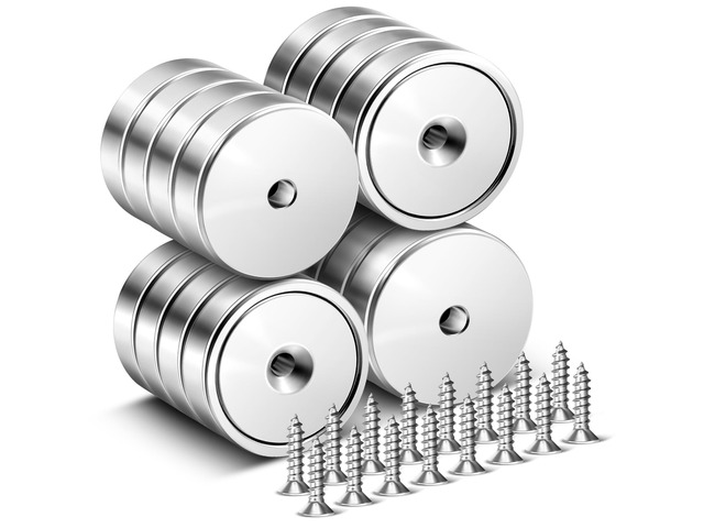 Neodymium Magnets, 110LBS Strong Cup Magnet with Stainless Screws, Heavy Duty Magnets with Holes for DIY Projects, Science, Hold Tools Lifting,...