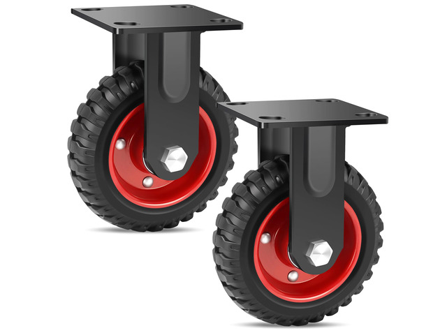 6 Inch Heavy Duty Caster Wheels Set of 2, 900 LBS Outdoor Industrial Wheels Fixed Large Rubber Casters for Workbench, Dolly, Cart, Trolley, Wagon...