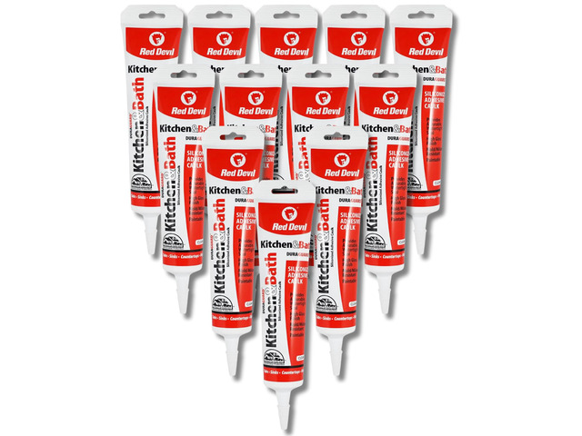 0445 Duraguard Kitchen & Bath Siliconized Acrylic Caulk, 5.5 oz. Squeeze Tube, Clear, 12 Pack, Made in USA