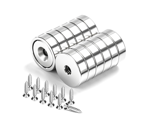 Magnets with Countersunk Hole,0.78 Inch 40LBS 12 Pack Heavy Duty Magnet Rare Earth Neodymium Strong Round Base Cup and Stainless Screws for...