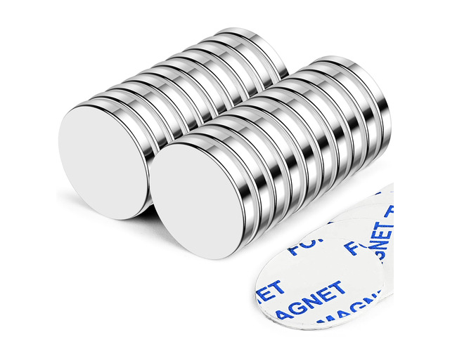 20 Pack Strong Neodymium Disc Magnets with Adhesive Backing Silver Round Powerful Permanent Rare Earth Magnets, Heavy Duty Magnet for Fridge, DIY,...