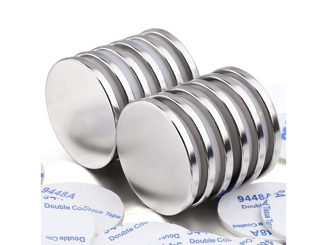 12 Pack Strong Neodymium Disc Magnets with Adhesive Backing Silver Round Powerful Permanent Rare Earth Magnets, Heavy Duty Magnet for Fridge, DIY,...