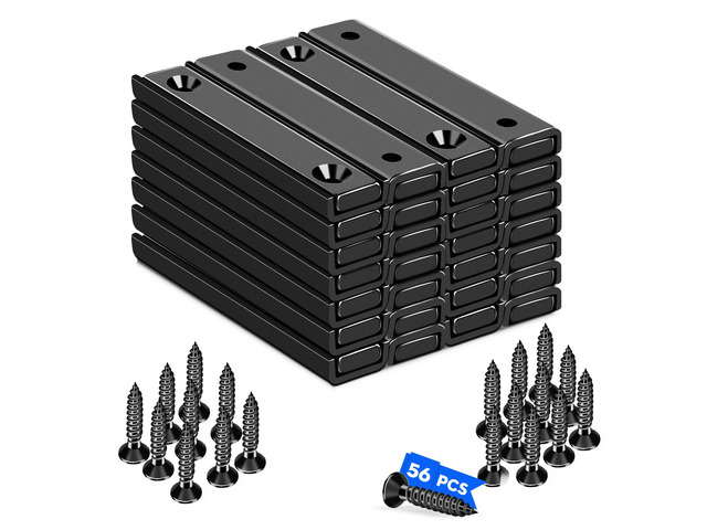 Neodymium Strong Bar Magnets with Screws Holes 28Pack, 80lbs Rare Earth Magnet Heavy Duty Magnetic Pulling Force Cabinet Door Catch for Hanging...