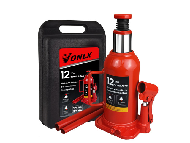 Hydraulic Bottle Jack with Carrying Case, 12 Ton (26,455 lb) Capacity 7.9-16.2 inch Lifting Range, Muti-Directional Welded Bottle Car Jack for Car,...