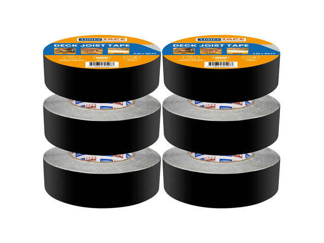 Deck Joist Tape, 1-5/8' x 50', Weather Resistance & Waterproof 6 Rolls Butyl Joist Tape for Decking, Deck Flashing Tape, Ideal for Wood Decks Beams...