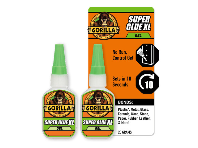 Glue Super Glue Gel XL, Fast-Setting, Thicker Controlled No Run Formula, Anti-Clog Cap, Versatile Cyanoacrylate Glue, 25g, Clear (Pack of 2)