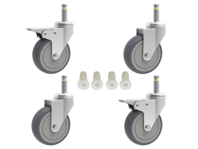3-Inch Swivel Stem Caster, 7/16-Inch Stem Diameter Rubber Wheel, Heavy Duty TPR Replacement Wheels for Rubbermaid Mop Bucket Cart Grill Casters - 4...