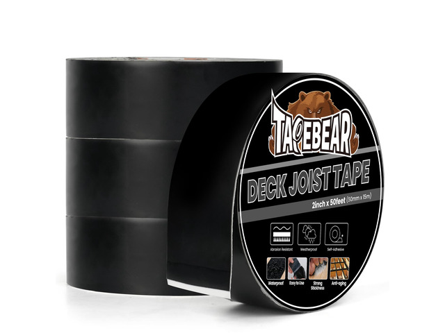 Joist Tape 2'×50' Deck Joist Tape Waterproof Butyl Sealant 4Rolls Joist Flashing Tape for Decking, Anti-Corrosion Weather Resistant Tape for Wood...