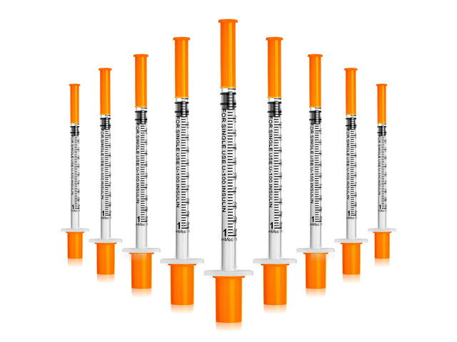 Syringes 1ml 27 Gauge 1/2 inch U-100 27G 1cc 13mm Lab Syringe, Pack of 100