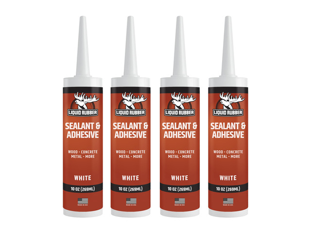 Waterproof Sealant & Adhesive Caulk, White, 10.2 oz, 4 Pack Paintable in 24 Hrs and Cures on Damp Surfaces for Windows, Concrete, Doors,...
