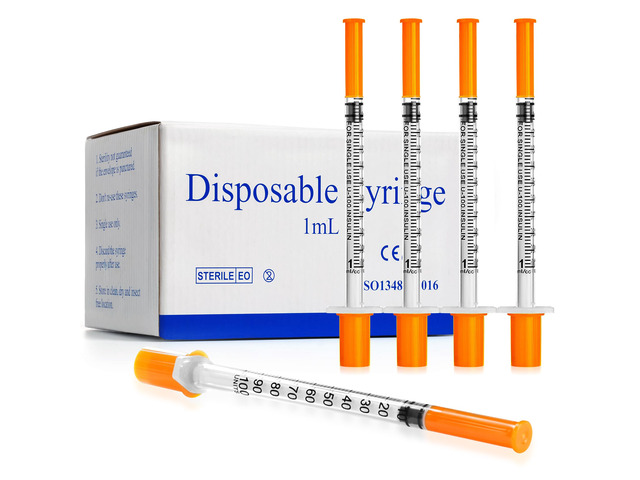 Syringes 1ml 30 Gauge 1/2' 13mm U-100 30G 1/2 Inch Lab Syringe, Box of 100