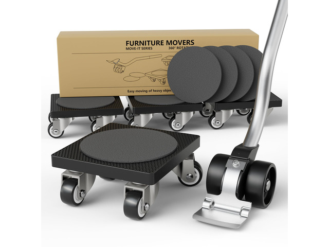 Furniture Mover with Wheels & Aux. Lifter-Standard Dolly 360° Rotation Wheels Furniture Dolly for Moving Sliding Heavy Furniture, Appliances, 500...