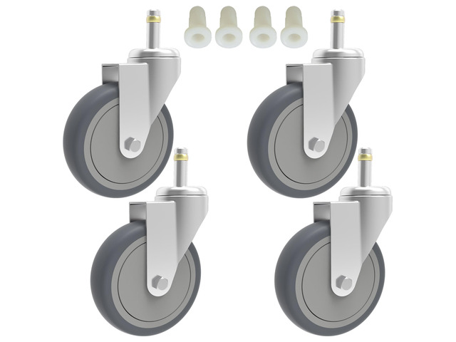 4-Inch Swivel Stem Caster, 7/16-Inch Stem Diameter Rubber Wheel, Heavy Duty TPR Replacement Wheels for Rubbermaid Mop Bucket Cart Grill Casters - 4...