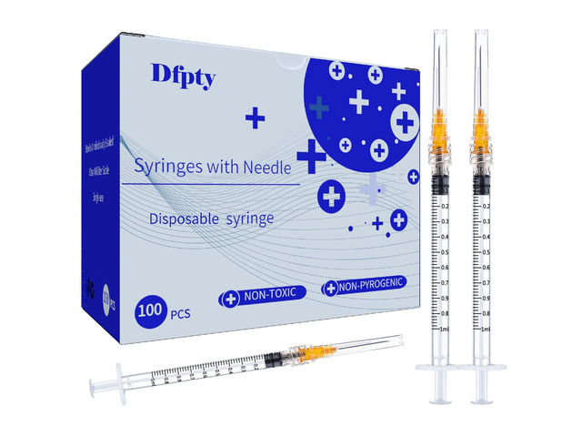 100 Pack Disposable Sterile Supplies 1ml Syringe with Needle,25Ga 1inch Needle and Syringe,Individual Package. (100)
