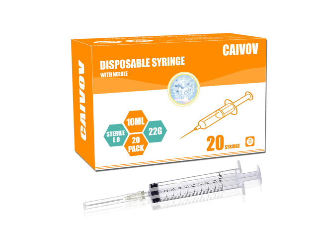 20 Pack 10ml Syringe, With 22G Needle, Disposable Individually Wrapped