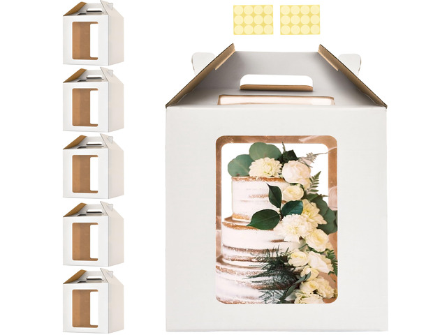14x14x14 Inch Tall Cake Boxes,14in Large Tiered Cake Boxes,5Pack 12in 14in Layer Tall Baking Carrier,Wedding Cake Carrier,Disposable Cake...