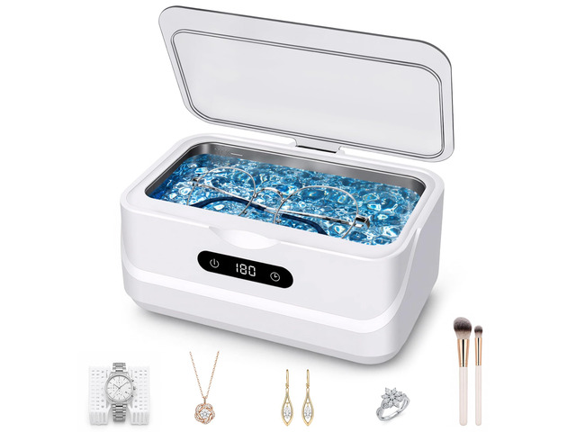 Ultrasonic Jewelry Cleaner 48KHz Ultra Sonic Cleaning Machine For Ring/Eyeglass/Silver Jewelry/Watch Band/Dentures Retainers 4 Cleaning Modes &...