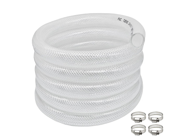 1/2' ID x 3/4' OD - 50Ft High Pressure Braided Clear PVC Vinyl Tubing Flexible Vinyl Tube Heavy Duty UV Chemical Resistant Hose Water