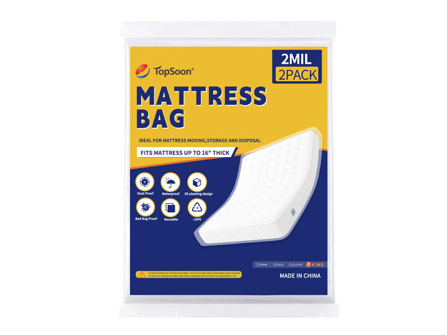 Plastic Mattress Bag for Moving and Storage Cover 2PK, 2Mil, King Size Waterproof and Dustproof Mattress Protector, Heavy-Duty Mattress Moving...