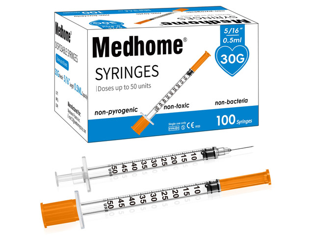 0.5ml 30G 5/16' Syringes, Lab Syringes Individually Wrapped pack of 100