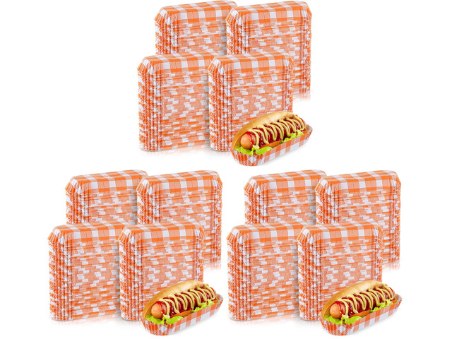 300 Pcs Paper Hot Dog Trays Valentine's Day 6 Inch Food Trays Concession Stand Supplies Disposable Hot Dog Holder Paper Hotdog Boats Rectangular...