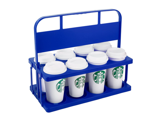 8 Cup Drink Carrier with Handle, Plastic Cup Carriers for Drinks, Drink Holder for Car, Take Out Delivery Drivers Accessories, Portable Foldable...