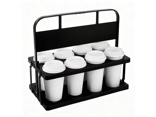 8 Cup Drink Carrier with Handle, Drink Cup Holder for Food Delivery Plastic Cup Carriers for Drinks for Car, Take Out Food Delivery Drivers...