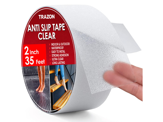 Grip Tape - Heavy Duty Anti Slip Tape Clear Outdoor/Indoor 2In*35Ft, Non Slip Roll/Stickers Easy to Cut Waterproof for Bathtub, Shower Floor, Pool,...