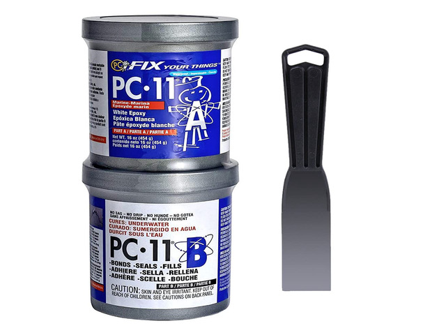 11 Epoxy Adhesive Paste Kit with Applicator, Two-Part Marine Grade, 1lb in Two Cans, Off White