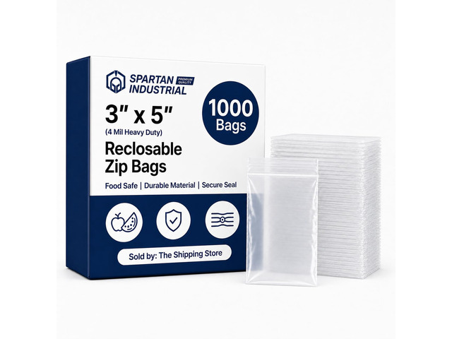 3x5 Heavy Duty Zipper Bags, 4 Mil Clear Bags for Small Parts, 1000 Count 4 Mil clear LDPE, heavy-duty resealable zip closure, food-safe, for candy...