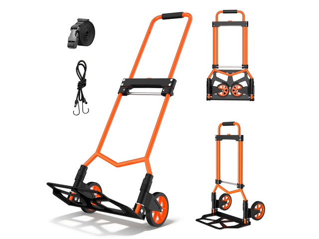 Folding Hand Truck, 180Lbs Capacity, Portable Dolly Cart with 5.9' Wheels and Telescoping Handle, Lightweight Hand Truck Dolly for Dormitory, Home,...