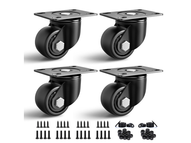 3 Inch Caster Wheels Set of 4, Heavy Duty Casters Load 4400lbs, Low Gravity Centere Industrial Swivel Casters, Plat Caster for Furniture and Workbench