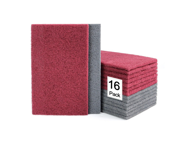6'x9' Automotive Scuff Pad 16 Pack (7447 & 7448) - 8 Maroon(Fine) & 8 Gray(Ultra Fine), Wet/Dry Reusable Scuffing Pad for Paint Prep, Sanding - Auto...