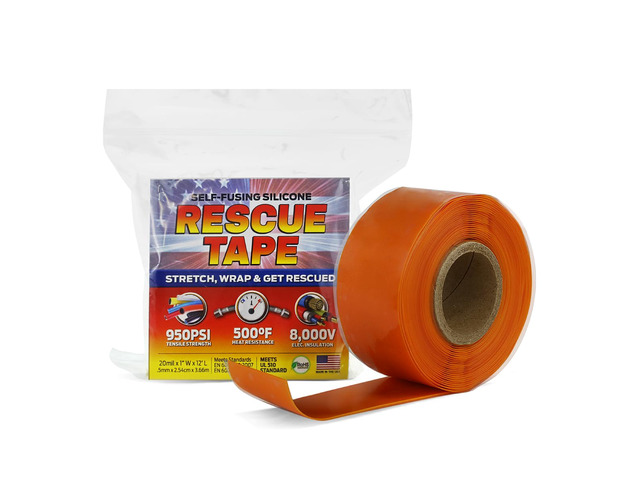 Rescue Tape, Self-Fusing Silicone Repair Tape, 1 in x 12 ft, Orange Self-Fusing Silicone Tape, Waterproof Seal, Leak Repair, Heat Resistant,...