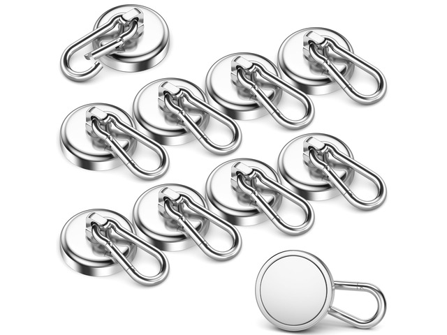 150 LBS Heavy Duty Magnetic Hook, Strong Magnetic Hooks, 10 Pack Magnetic Hooks with Swivel Carabiner, Magnetic Hooks for Hanging, Cruise Cabins,...