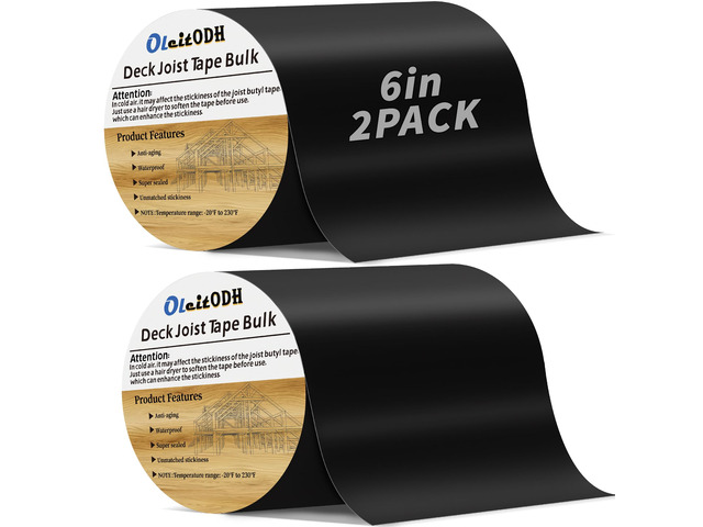 2 Rolls Butyl Joist Tape for decking, 6 Inch x 50 Feet Weatherproof Butyl Sealant Deck Tape Joist-Beam Deck Joist Tape Bulk for Wood Joists Decks...