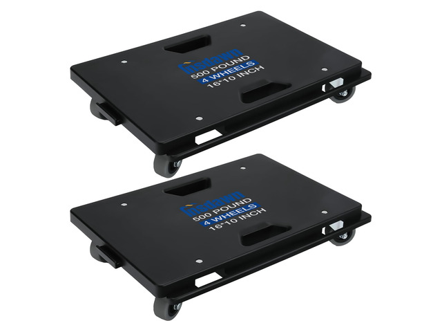 2 Pack Furniture Dolly Upgraded Dollies Connectable with 4 Wheels Small Flat Dolly Cart with 500 LBS Capacity for Heavy Appliance, Black