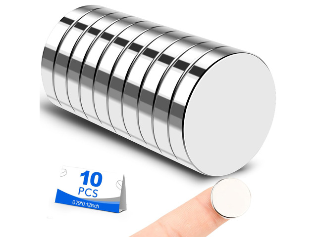 Small Magnets, 10 Pack Refrigerator Magnets 20x3mm Rare Earth Magnets Neodymium Magnets for Crafts, Whiteboard, Kitchen Cabinet